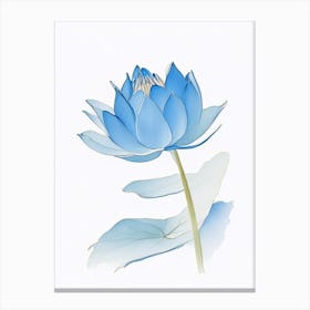 Blue Lotus Pencil Illustration 5 Canvas Print