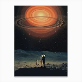 Cosmic couple standing under the rings of Saturn Canvas Print