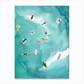 Surfboards In The Sea Canvas Print