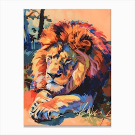 Transvaal Lion Resting In The Sun Fauvist Painting 3 Canvas Print