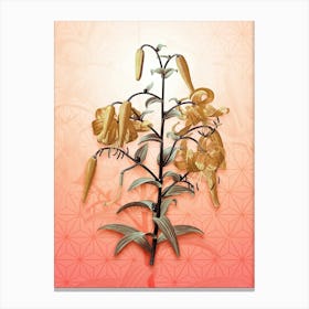 Tiger Lily Vintage Botanical in Peach Fuzz Asanoha Star Pattern n.0321 Canvas Print