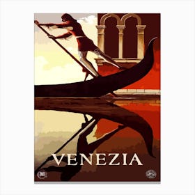 Gondolier Form Venice, Italy Canvas Print