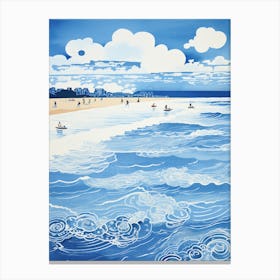 Bournemouth Beach Dorset Printmaking Style 1 Canvas Print