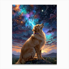 Golden Retriever Stargazing 1 Canvas Print