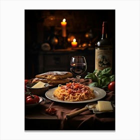 Spaghetti And Wine 2 Canvas Print