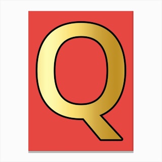 Letter Q Gold Alphabet Pink Canvas Print