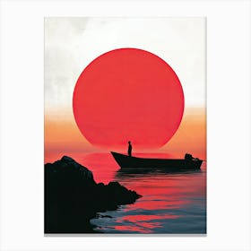 Sunset In A Boat, Minimalism Canvas Print