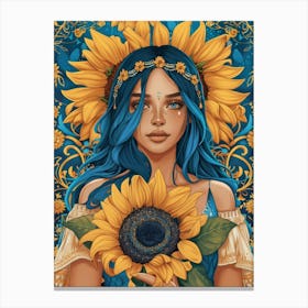 Sunflower Girl 14 Canvas Print