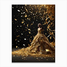 Golden Girl In A Gold Dress Canvas Print