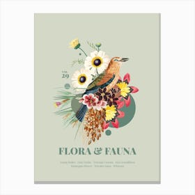 Flora & Fauna with Young Roller Canvas Print