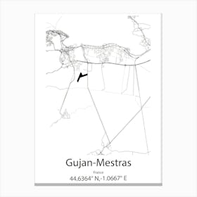 Gujan Mestras,France Minimalist Map Canvas Print