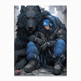 Wolf And Soldier Canvas Print