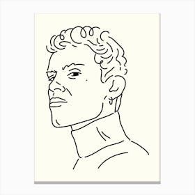 Portrait Of A Young Man Monoline Hand Drawing Aesthetic Illustration Canvas Print