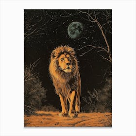 Barbary Lion Relief Illustration Night 1 Canvas Print