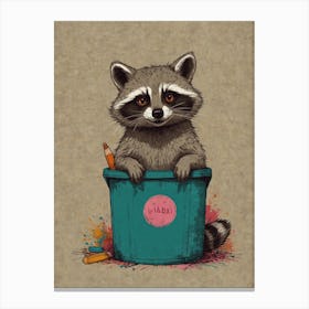 Raccoon In A Bucket Canvas Print