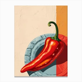 Hot Pepper On Plate Canvas Print