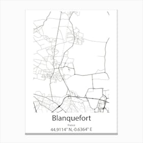 Blanquefort,France Minimalist Map Canvas Print