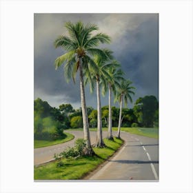 Palm Trees On The Road Canvas Print