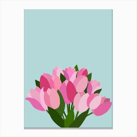 Fresh Tulips - Soft Blue Canvas Print