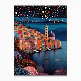 Camogli, Italy, Illustration In The Style Of Pop Art 1 Canvas Print
