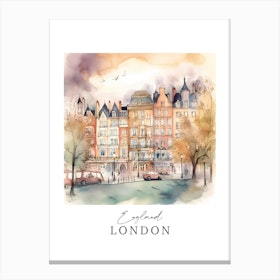 England London Storybook 1 Travel Poster Watercolour Canvas Print