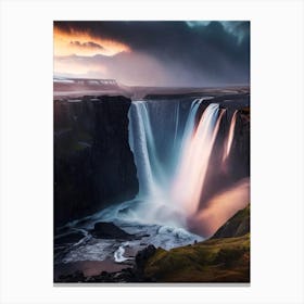 Dettifoss, Iceland Realistic Photograph (2) Canvas Print