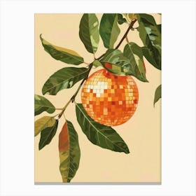 Disco Ball In Orange Tree Green Leaves Kitchen Canvas Print