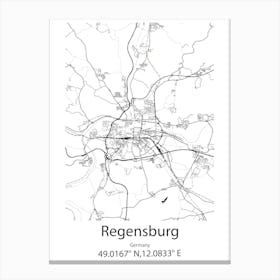 Regensburg,Germany Minimalist Map Canvas Print