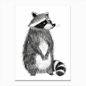 B&W Raccoon Canvas Print