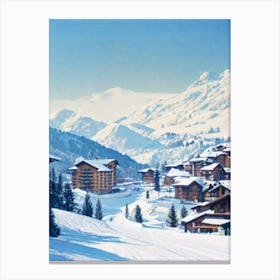 Megève, France Vintage Skiing Poster Canvas Print