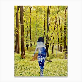 Out Of The Woods Woman In Forest Who Is Rain Sky Canvas Print