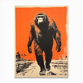 Gorilla, Woodblock Animal Drawing 1 Canvas Print