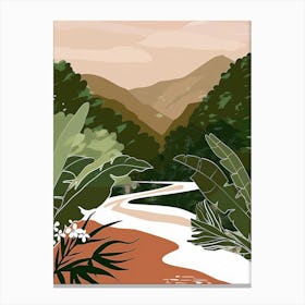 Illustration Of A River In The Jungle Canvas Print