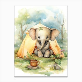 Elephant Painting Camping Watercolour 3 Canvas Print