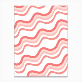 Pink And White Wavy Pattern 1 Canvas Print