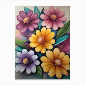 Beautiful Vintage Flower Painting Canvas Print