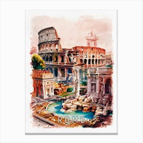 Rome - Watercolor Painting Canvas Print