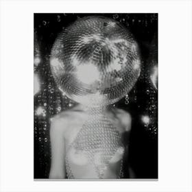 Sexy Disco Woman With Mirror Ball Canvas Print