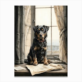 Dog At The Window Canvas Print