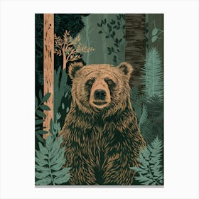 Brown Bear In The Forest Canvas Print