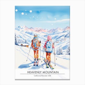 Heavenly Mountain   California Nevada Usa, Ski Resort Poster Illustration 0 Canvas Print