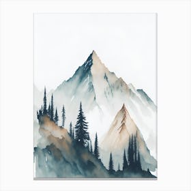 Mountain And Forest In Minimalist Watercolor Vertical Composition 74 Canvas Print