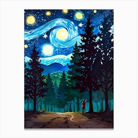 Starry Night In The Forest 1 Canvas Print