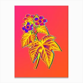 Neon Purple Flowered Raspberry Botanical in Hot Pink and Electric Blue n.0515 Canvas Print