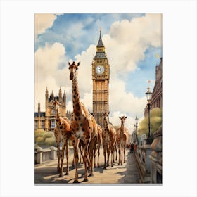 Giraffes In London 1 Canvas Print