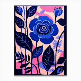 Blue Flower Illustration Rose 4 Canvas Print