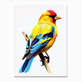 Colourful Geometric Bird American Goldfinch 2 Canvas Print