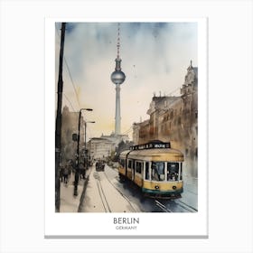 Berlin Germany Watercolour Travel Poster 3 Canvas Print