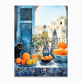 Oranges And A Cat Canvas Print