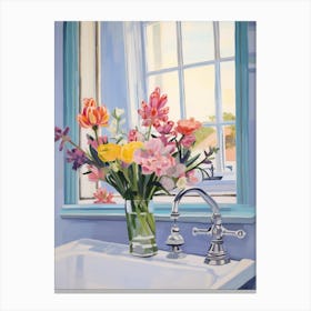 A Vase With Freesia, Flower Bouquet 2 Canvas Print